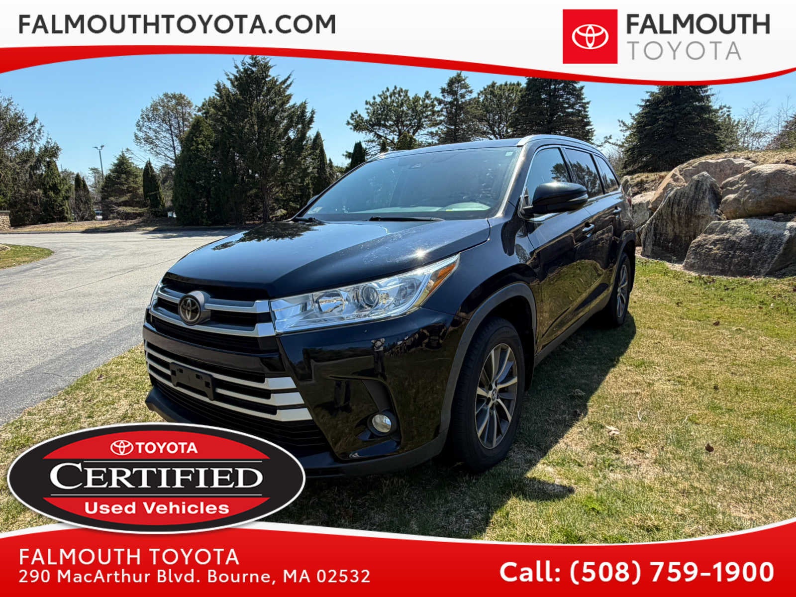 Certified Pre-Owned 2019 Toyota Highlander XLE AWD SUV - Falmouth Toyota of Bourne, MA - Cape Cod