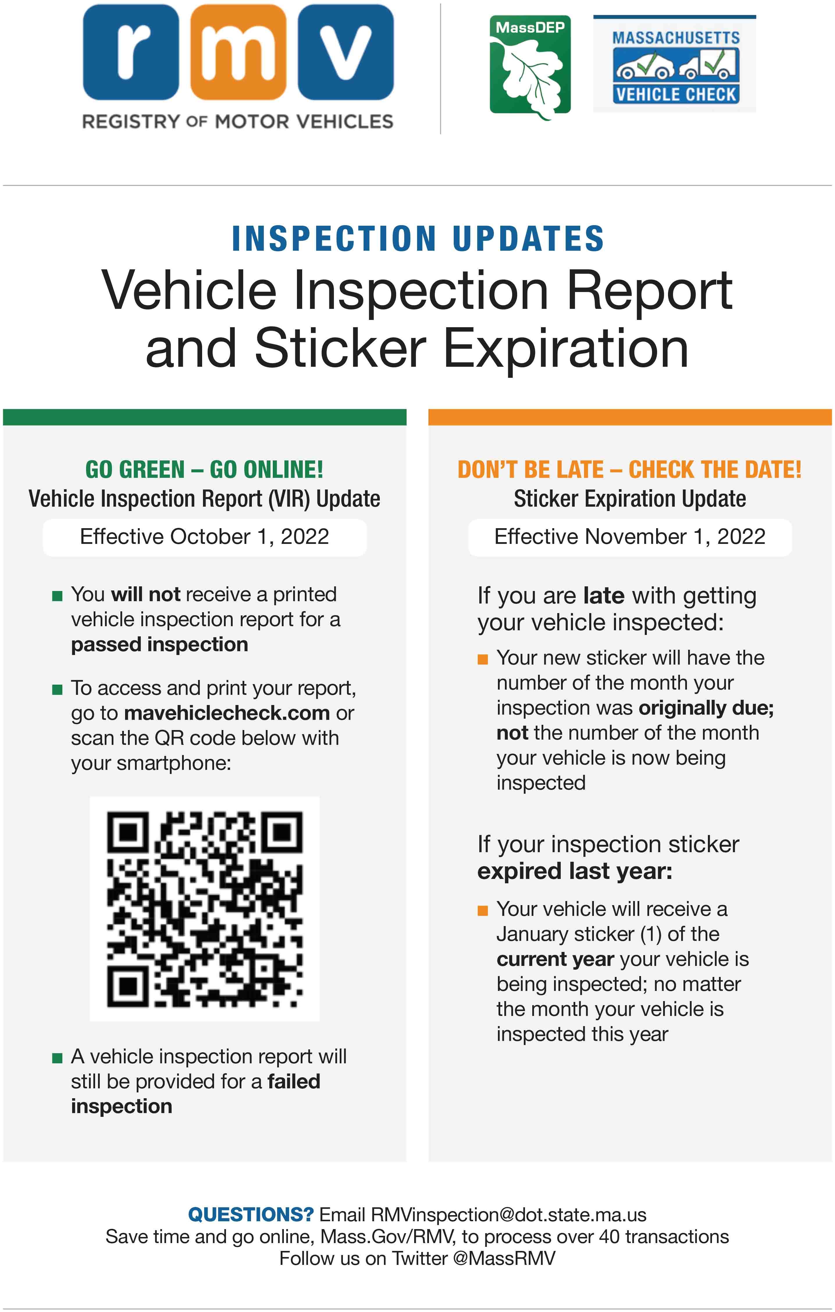 Vehicle Inspection Pamphlet from Massachusetts Registry of Motor Vehicles